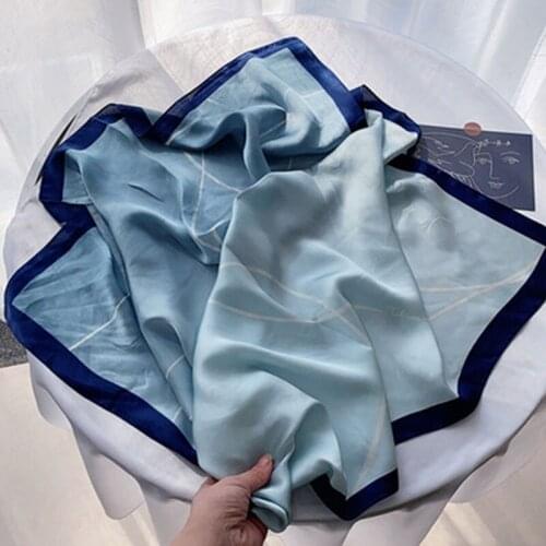 2021 Spring Square Scarf for Women Design Chain Print Silk scarf Foulard Female Neckerchief Lady Bandana Square Scarves Luxury