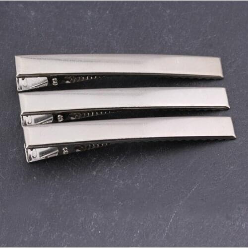 10pcs/Lot Single Rhodium Color Hair Clips Prong Alligator Hairpin with Teeth Blank Setting for Jewelry Making DIY Wholesale