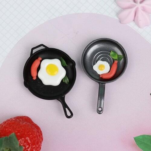 1set Dollhouse Miniature Egg Sausage Frying Pan Set Kitchen Accessories Miniature Kitchen Utensil Cooking Toys