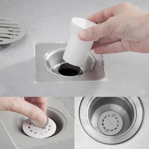 1PC White Kitchen Sink Sewer Double Deodorant Drain Core Bathroom Deodorant Anti-Reflux Floor Drain Cover 55gB