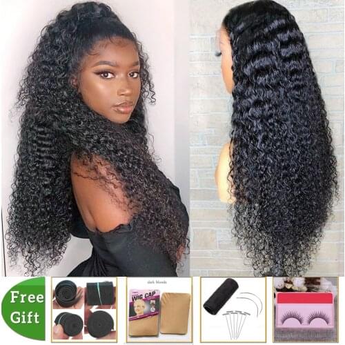 Long hair wig kinky curly human hair wig Brazilian 28 30 inch lace front human hair wigs for women lace closure wig frontal wig
