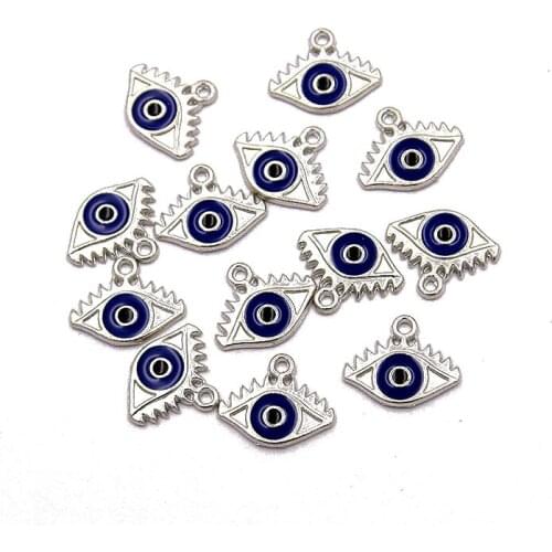 30Pcs 11*13mm Alloy Metal Drop Oil Single Blue Eyes Charms Beautiful Pendant For DIY Bracelet Necklace Jewelry Handwork Making