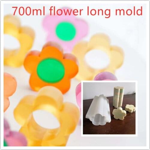 700ml flower long tube soap candle silicona mould 21cm length 3D cement drip cake mold FDA standard