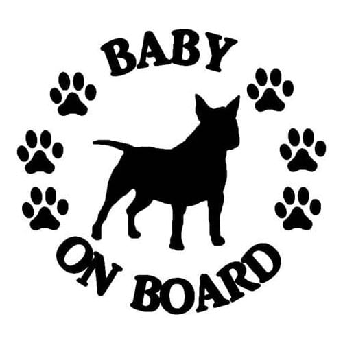 Car Sticker 12.7CM*11.7CM BABY ON BOARD Bull Terrier Dog Car Decal Motorcycle Reflective Laser Vinyl Car Sticker 3D Car Styling