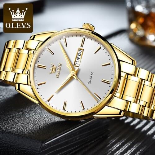 OLEVS Brand Mens Watch Classic Quartz Waterproof Watch Stainless Steel Popular Mens Watch Calendar Ultra-Thin Fashion Casual