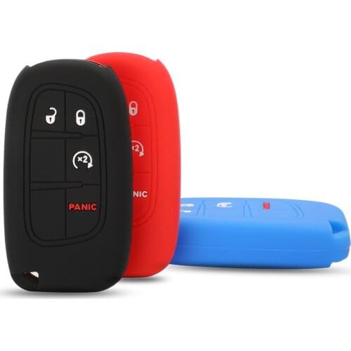 Kutery Silicone Rubber Car Key Case For Jeep Grand Cherokee Compass Dodge Chrysler Fiat Key Shell Cover Protecor 4Buttons