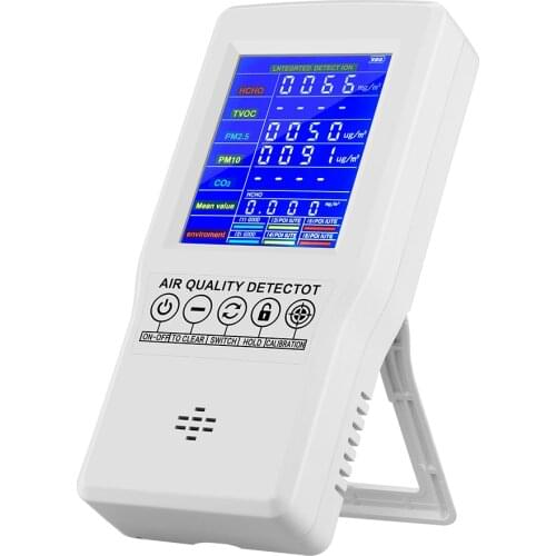 Air Quality Detector PM2.5 PM10 Formaldehyde HCHO TVOC CO2 LCD Digital Detector gas analyzer