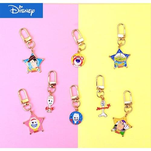 Disney Movie Toy Story 4 Woody Buzz Lightyear Metal Enamel Keychain airpods Accessories Jessie Woody for Children Gift KeyRing