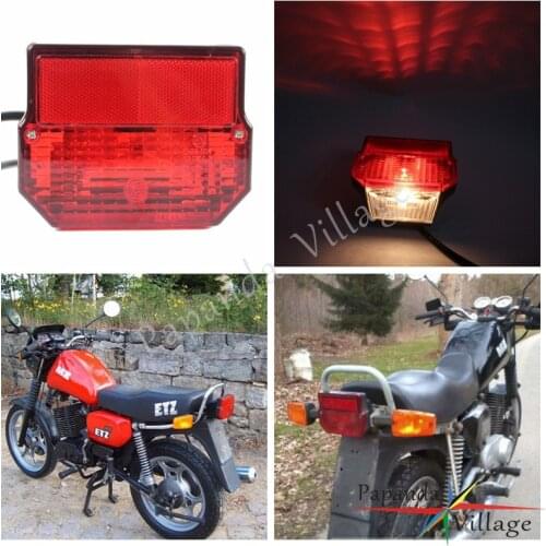 For Simson SR50 S51 Suzuki TS 125 150 250 Motorbike Red Tail Light W/ Reflector License Plate Light for MZ ETZ 150 250 251 301