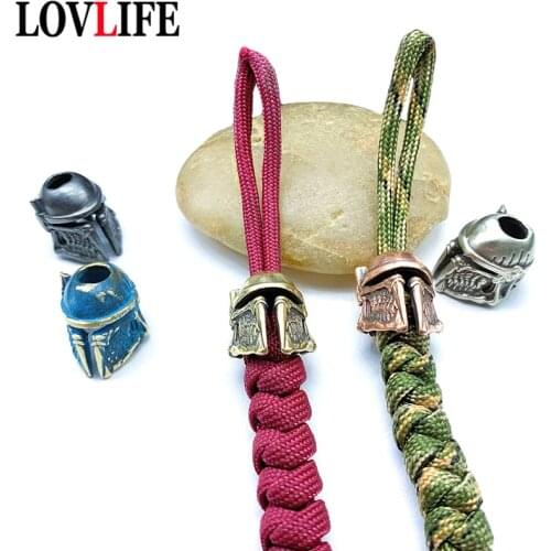 Ethnic Warrior Helmet Brass Handcrafted Lanyards Pendant Paracord Knife Beads Charm Metal Spacer Bead for Folding Knife Keychain