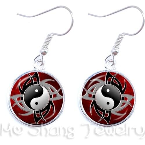Yin Yang Dangle Earrings Yin Yang Jewelry Black and White Symbol Jewelry Taoism Buddhism Spiritual Yin-Yang Harmony Earrings