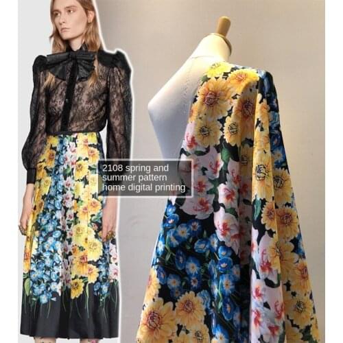 Custom production printed stretch satin polyester fabric cloth 145cm width fashion clothing dress Wedding satin fabric wholesale