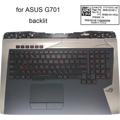 HB/HE Hebrew laptop backlit keyboard pc palmrest keyboards for Asus ROG G701 GX700 G701VI G701VO-CS74K G701VIK-BA044T E611HE00