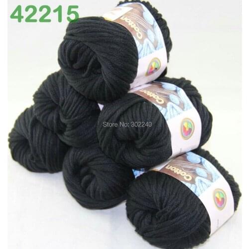 LOT of 6 Balls X 50g Special Thick Worsted Cotton Knitting Yarn Black 2215