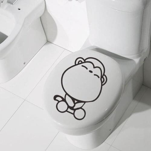 Cute Monkey Animal Cartoon Wall Stickers Baby Kid Room Bathroom Decors Toilet Sticker Removable Wall Decals Poster Home Deocr