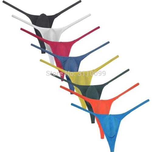 Mens Modal Thongs Bikini Underwear Hipster T-back Posing Trunks Fitness Tangas