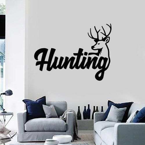 Wall Decal Deer Horn Head Hunting Shop Hobby Animal Vinyl Window Stickers Art Mural Living Room Home Decoration Removable S1370