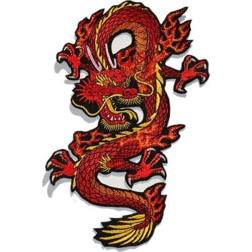 Big Embroidered Dragon Patch Iron On Embroidered Patches for Clothing Jackets Chinese Dragon Various colors Cool Back Badges DIY