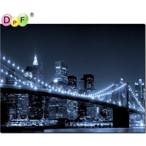 New Diamond painting cross stitch 3D diy square full of the picture diamond embroidery Mosaic painting Night city home decor