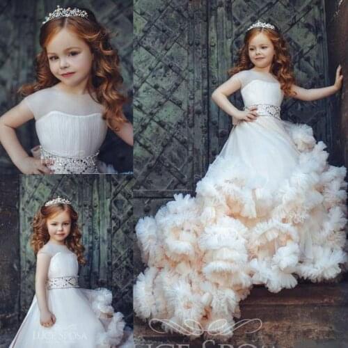 New Arrival Ruffled Flower Girl Dresses Special Occasion For Weddings Pleated Kids Pageant Gowns Ball Gown