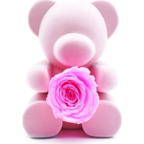 2021 New Year Gift Pink Rose Bear Forever Flower Valentines Day Gift Holiday Gift Art Ornament Weidding Flower