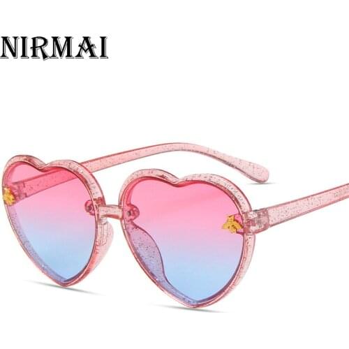 New Heart Kids Sunglasses Retro Cute Cartoon Pink Sun Glasses Frame Girls Boys Baby Eyeglasses Fashion UV400 Eyewear