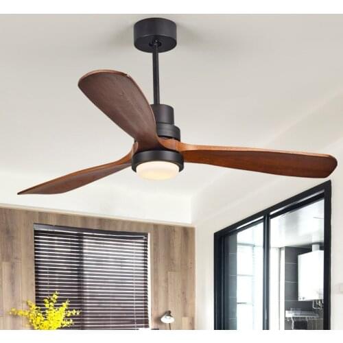 New LED Ceiling Fan For Living Room 220V Wooden Ceiling Fans With Lights 52 Inch Blades Cooling Fan Remote Fan Lamp