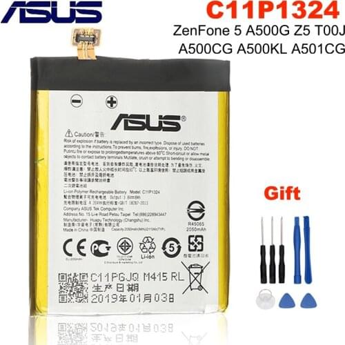 Asus C11P1324 Original Battery For ASUS ZenFone 5 Z5 T00J A500G A501CG A500CG A500KL 2050mAh High Capacity + Free tools