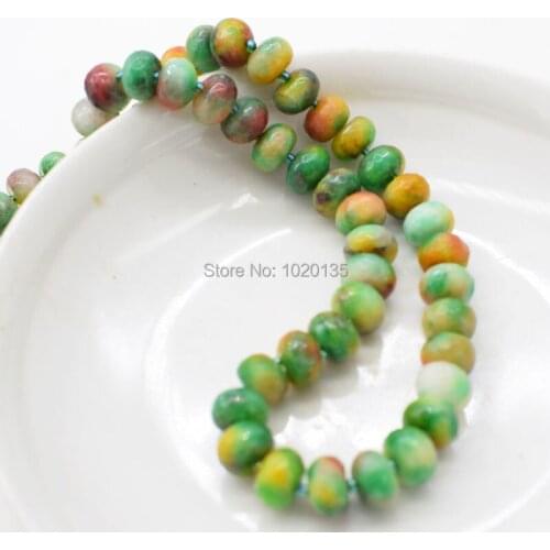 Green jasper roundel faceted 12*8mm necklace 19inch FPPJ nature beads gemstone womamn gift