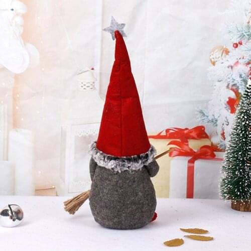 P15D Standing Santa Claus with Broom Christmas Dwarf Gnome Doll Ornaments Cute Dwarf