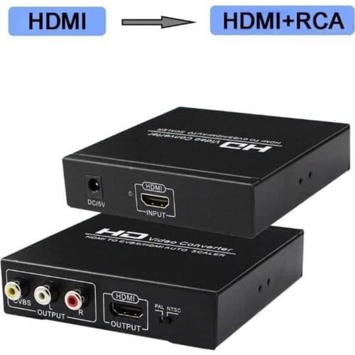 1080P HDMI to AV RCA converter scaler AV splitter converter for PS4 Apple TV DVD STB Support 1080P PAL NTSC 5.0 HDMI to RCA