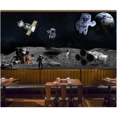 Custom photo mural 3d wallpaper Universe starry sky science fiction theme space astronaut landing room wallpaper for walls 3 d