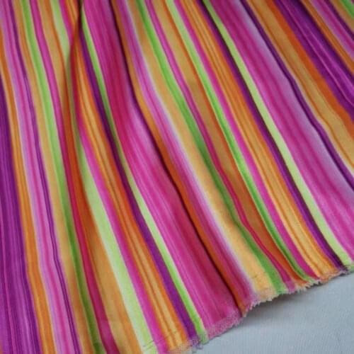 Rainbow Stripe Satin fabric glossy Material Diy doll cloth scarf craft sateen silky printed Charmeuse Fabric
