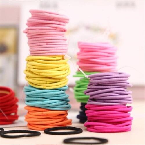 100PCS/Lot Girls Candy Colors Nylon Rubber Bands Children Safe Elastic Hair Bands Ponytail Holder Kids Hair Accessories