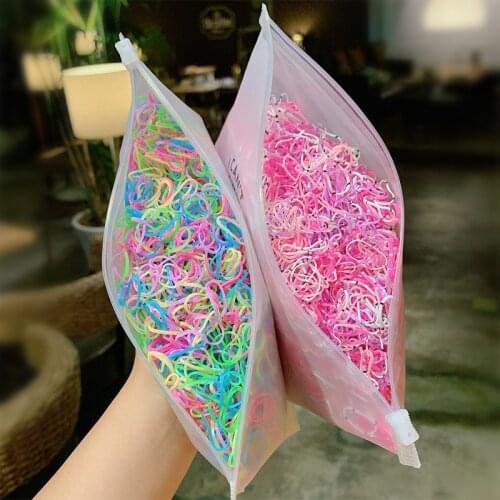 1000PCS Elastic Hair Bands Ponytail Holder Rubber Band Scrunchies Cute Girls Colourful Ring Disposable Kids Hair Accessories