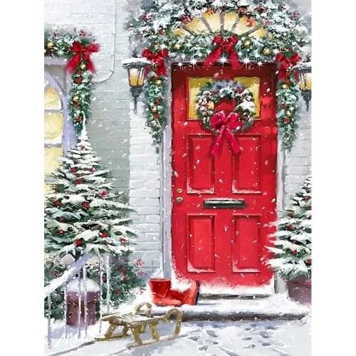 Christmas Door Scenery Diamond Painting Round Full Drill Scenic Nouveaute DIY Mosaic Embroidery 5D Cross Stitch Home Decor Gifts