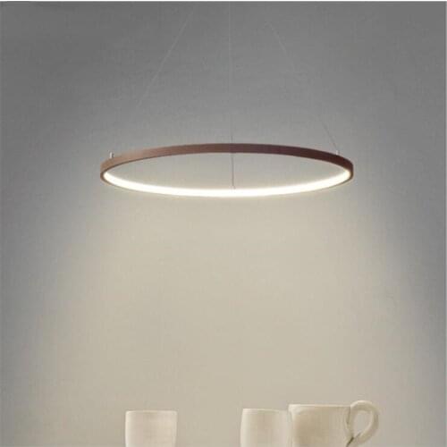 Modern Round Coffee/Black/White Led Suspension Bar Dining Room Foyer Simple Creative Bright Acrylic Metal Drop Pendant Light 093