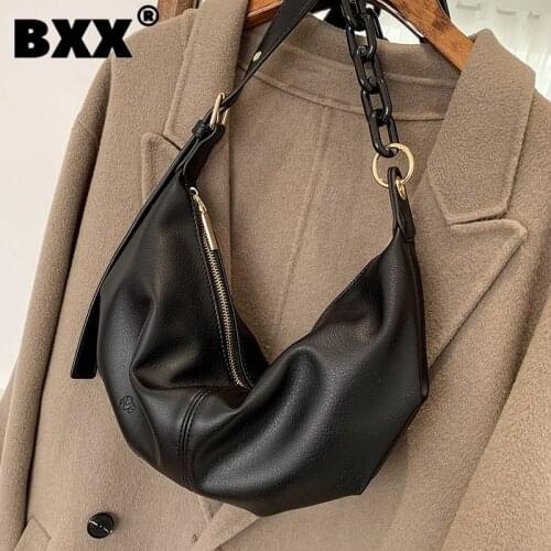 [BXX] Vintage PU Leather Bags for Women 2021 Fashion Branded Chain Crossbody Shoulder Bag Lady Trend Handbags and Purses HQ853