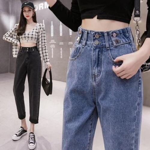 Woman Jeans Pants High Waist Autumn Loose Straight Harem Pantalones Vaqueros Mujer