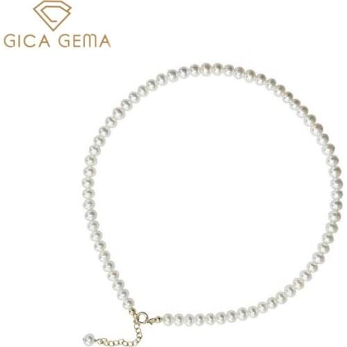 GICA GEMA Classic 925 Sterling Silver Vintage Pearl Necklace for women Fine Jewelry