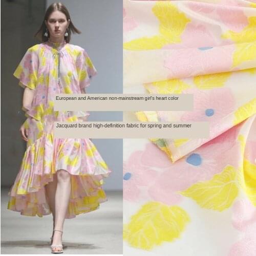 145 * 100cm New Dress Jacquard Texture European and American Brand Summer Thin Women 's Micro-Skeleton High-Definition Fabric