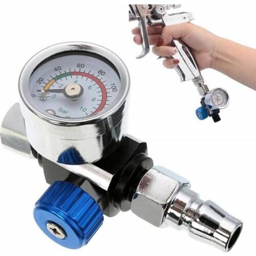 1/4" Mini Air Regulator Valve Tool Metal Air Regulator 1/4" BSP Threads Tail Pressure Gauge + Nozzle For Spray Gun Hardware Tool
