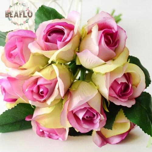 1Bunch European Artifical Flowers 9 Heads Caroline Rose Bouquet Wedding Party Home Decorative 4 Colors