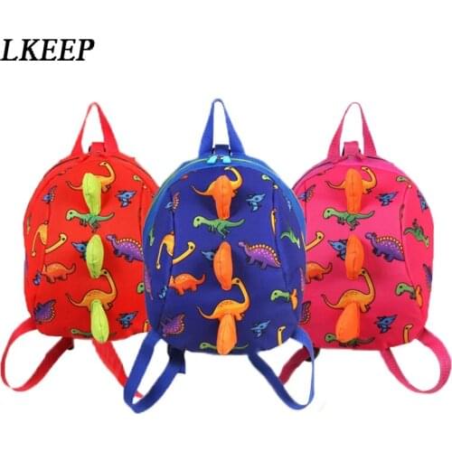 1PC Nylon Dinosaur Pattern Kids School Bag Adjustable Shoulder Straps Waterproof School Bags For 2-6 Years Old Kids Unisex
