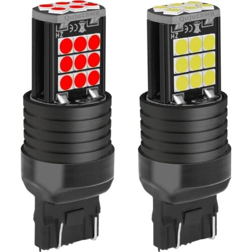 2PCS T20 7443 W21/5W 3030 LED Car Tail Brake Bulbs Turn Signals Auto Rear Parking Lamp Daytime Running Light Red White Yellow