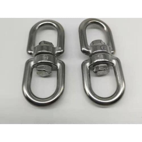 2 pcs M5 Thickness 304 Stainless Steel Double End Eye Swivel Hook Shackle