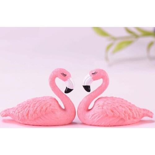 20pcs Resin Flamingo Cartoon Figures Miniatures Landscape Accessories For Home Garden Decoration Scrapbooking Craft Diy