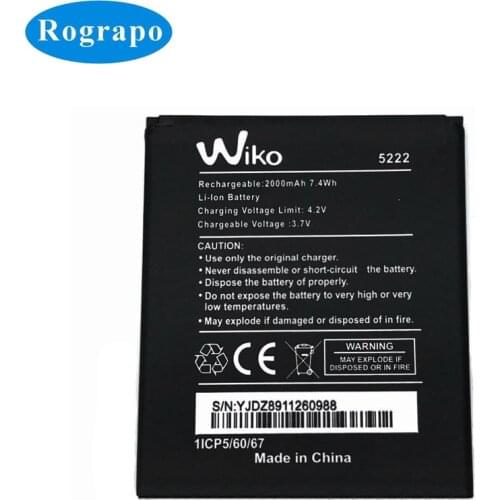 2000mAh wiko 5222 Replacement Battery For Wiko Rainbow Jam / Rainbow Lite Cell Mobile Phone Batteries