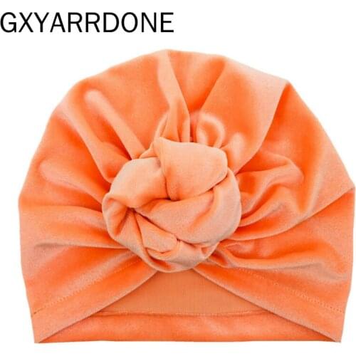 2021 Wholesale Knot Rose Flower Hedging Hat Newborn Infant Toddler Caps Turban Baby Girls Beanie Velvet Hats Hair Accessories