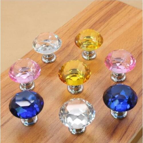 30mm Crystal glass ball Knobs Cupboard Pulls Drawer Knobs Kitchen Cabinet Handles Furniture Handle Hardware YH1583